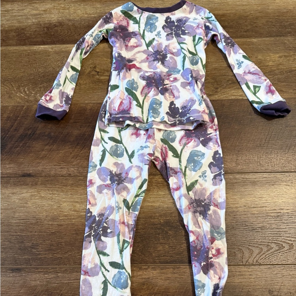 Burt's Bees Kids Floral Top with Purple Accents 4T